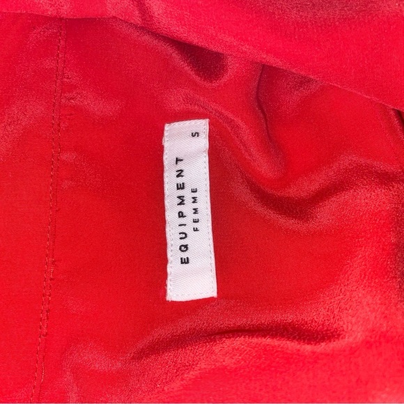 Equipment button down shirt collar popover tunic blouse red coral silk small - Picture 8 of 9
